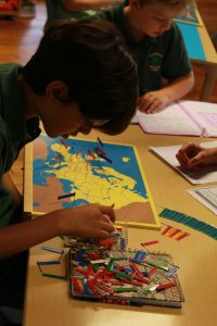 A child from Wharfedale Montessori in the primary classroom