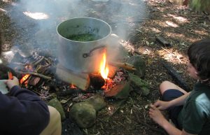 Making paper from natural materials.