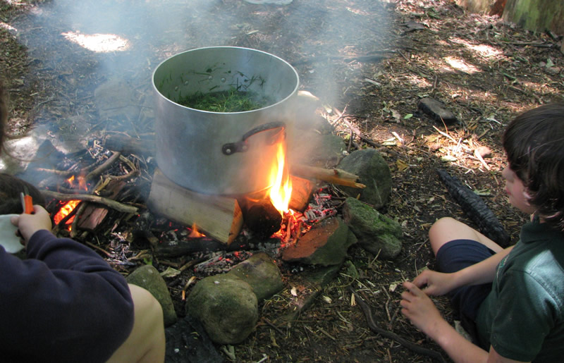 Making paper from natural materials.